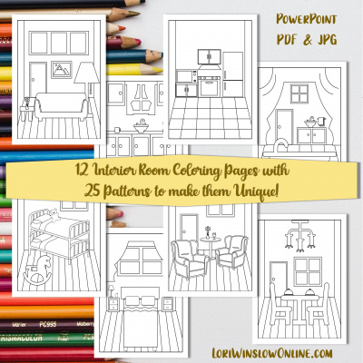 Interior Room Coloring Pages & Patterns